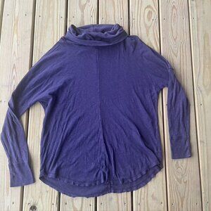 500 Maison Cinqcent Slub Cotton Raw Hem Turtleneck Purple Medium